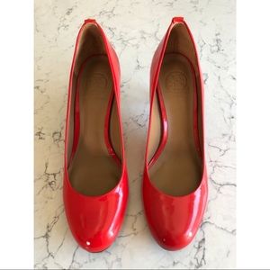 Tory Burch Leah Patent Heels Red Pumps